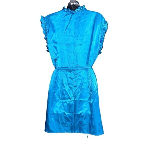 Nice vintage Mountain Lake - y2k ruffle blue with black trim satin intimate Sati - Picture 3 of 6